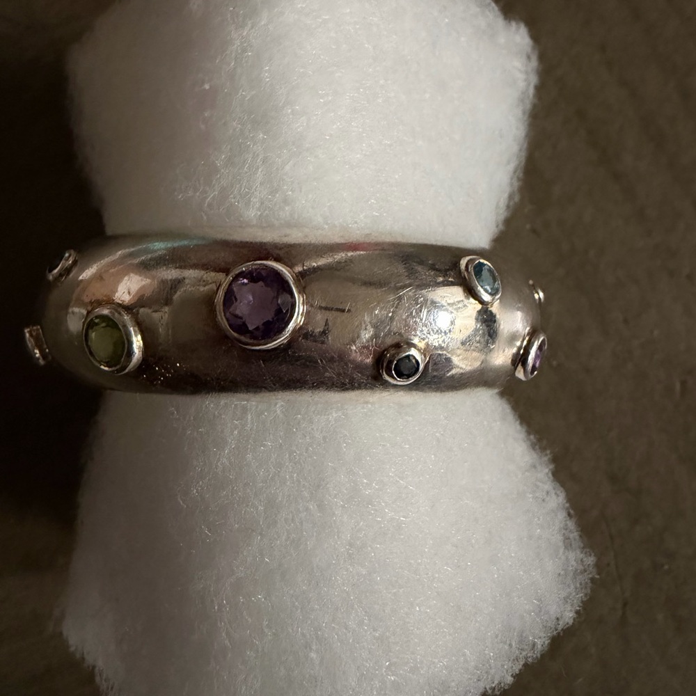 Sterling silver multi gemstone cuff bracelet - Picture 2 of 9